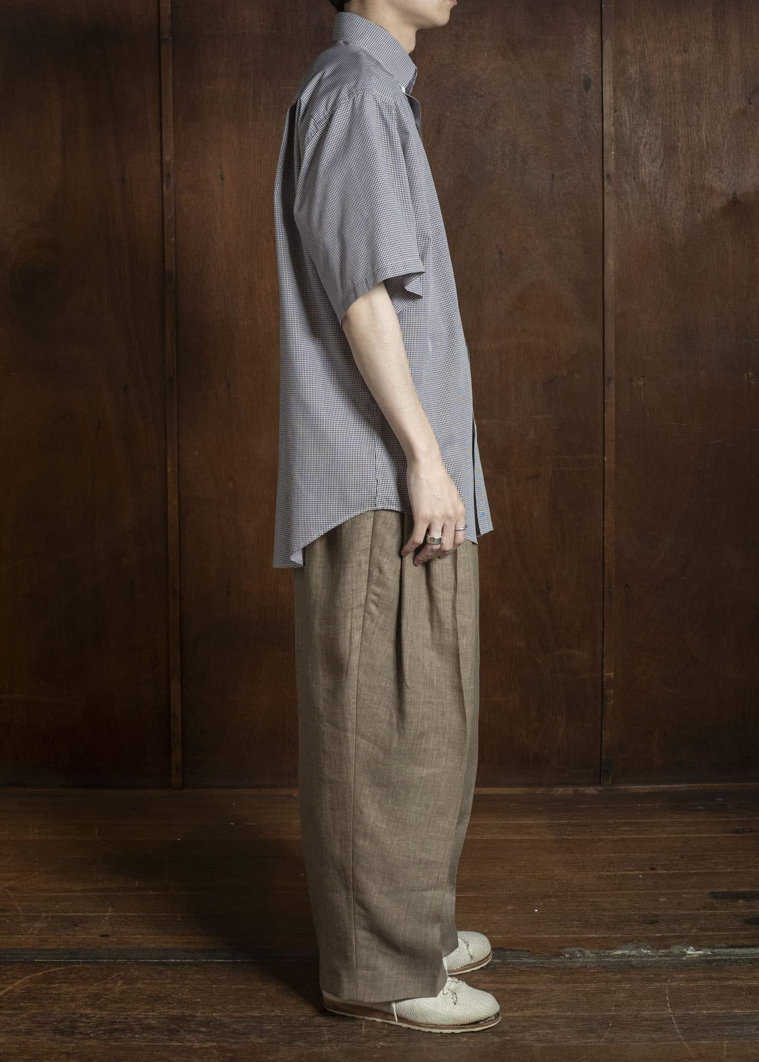 HERRINGBONE HEAVY LINEN PANTS BROWN HMMC30023AHC161