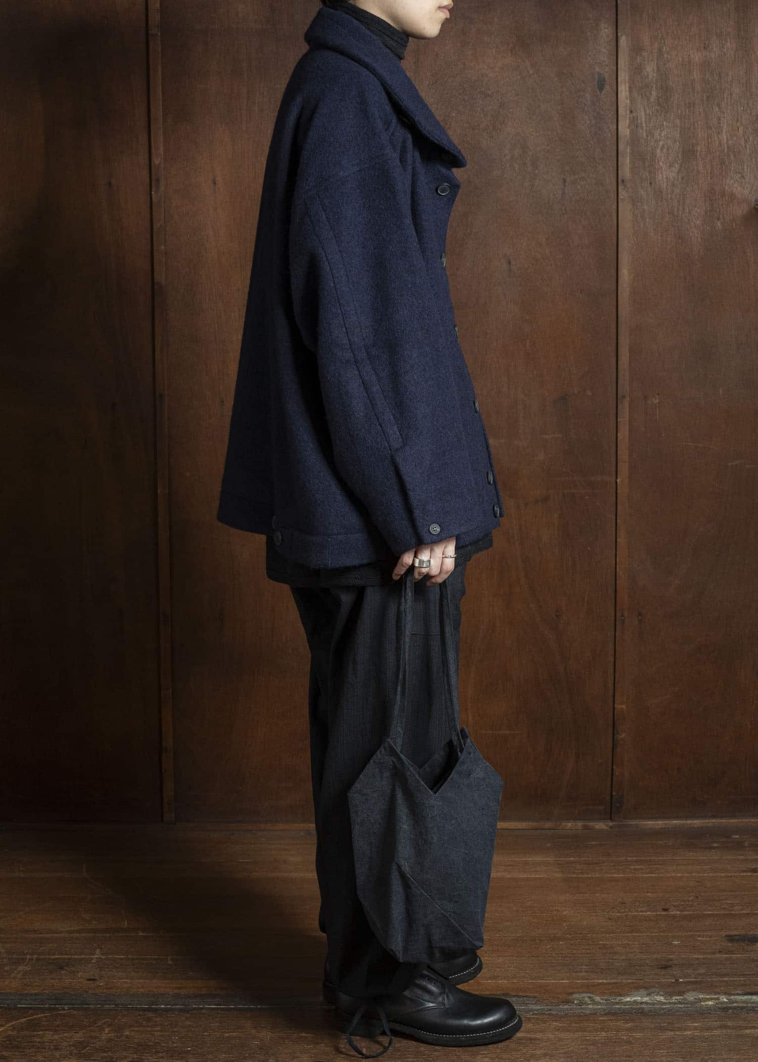 JAN-JAN VAN ESSCHE BAG#41 SMALL SPIRAL BAG Time Washed Canvas Black