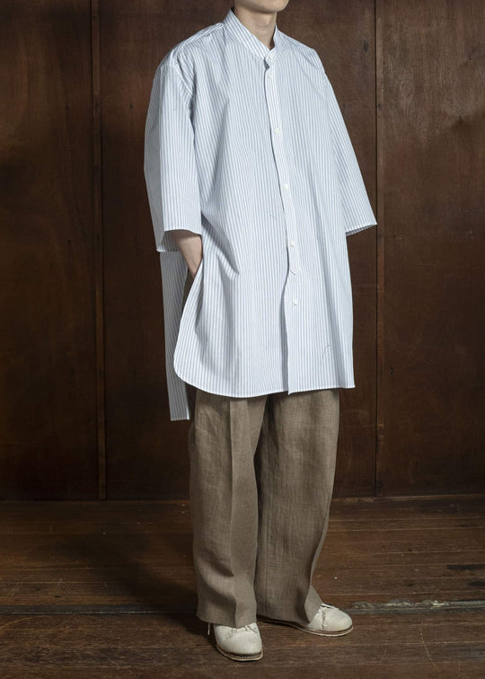 HED MAYNER PIN STRIPED COTTON SHIRT WHITE-GRAY HMMC60049AHC266