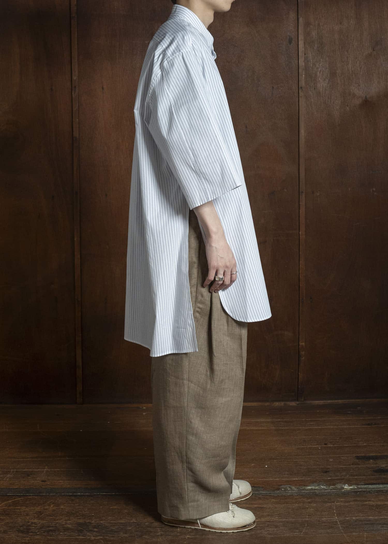 HED MAYNER PIN STRIPED COTTON SHIRT WHITE-GRAY HMMC60049AHC266