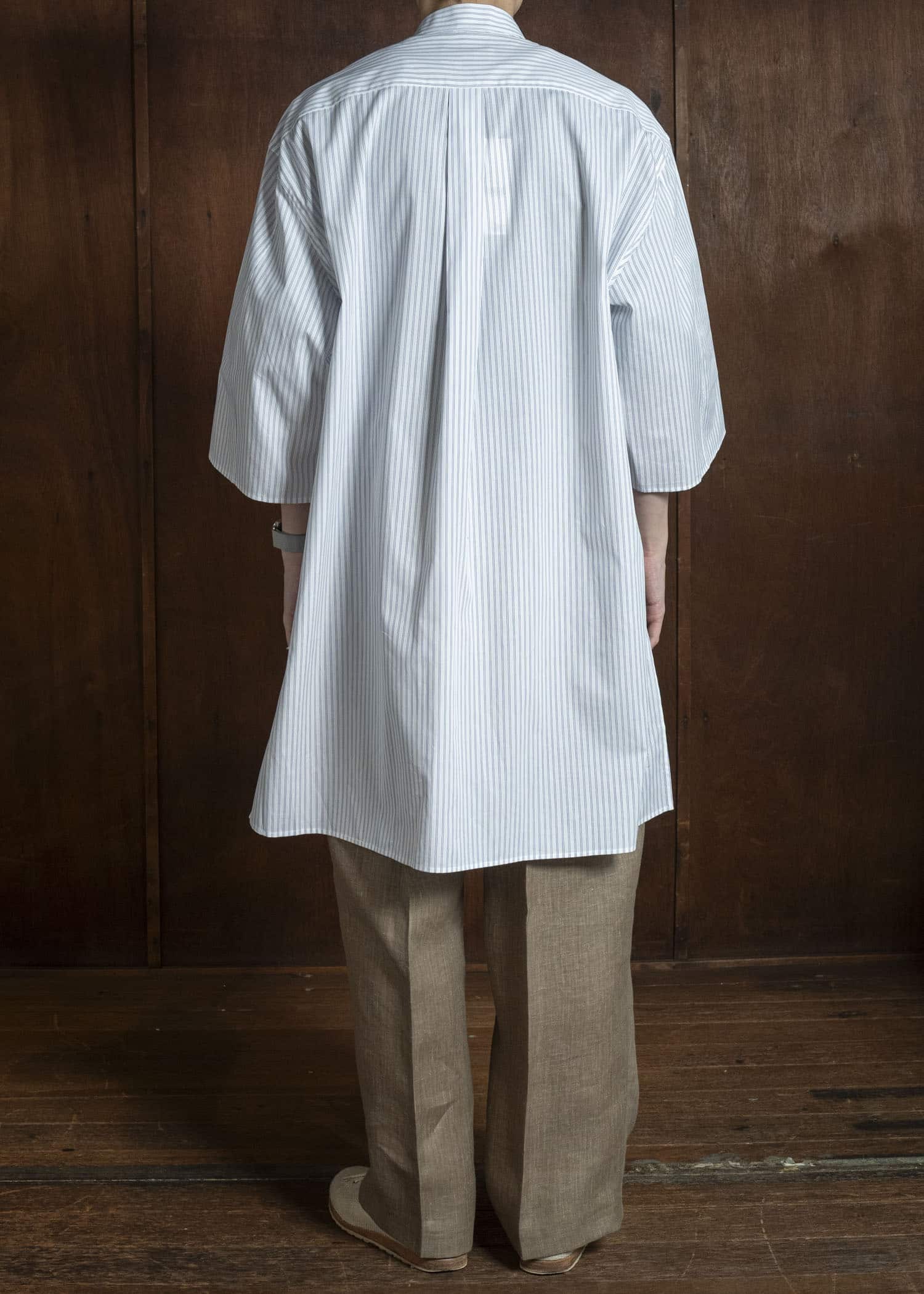 HED MAYNER PIN STRIPED COTTON SHIRT WHITE-GRAY HMMC60049AHC266