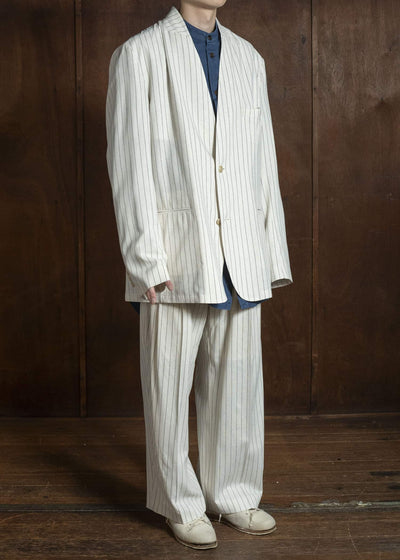 HED MAYNER PIN STRIPED VISCOSE/LINEN JACKET BEIGE PIN STRIPE HMMC15035AHC265