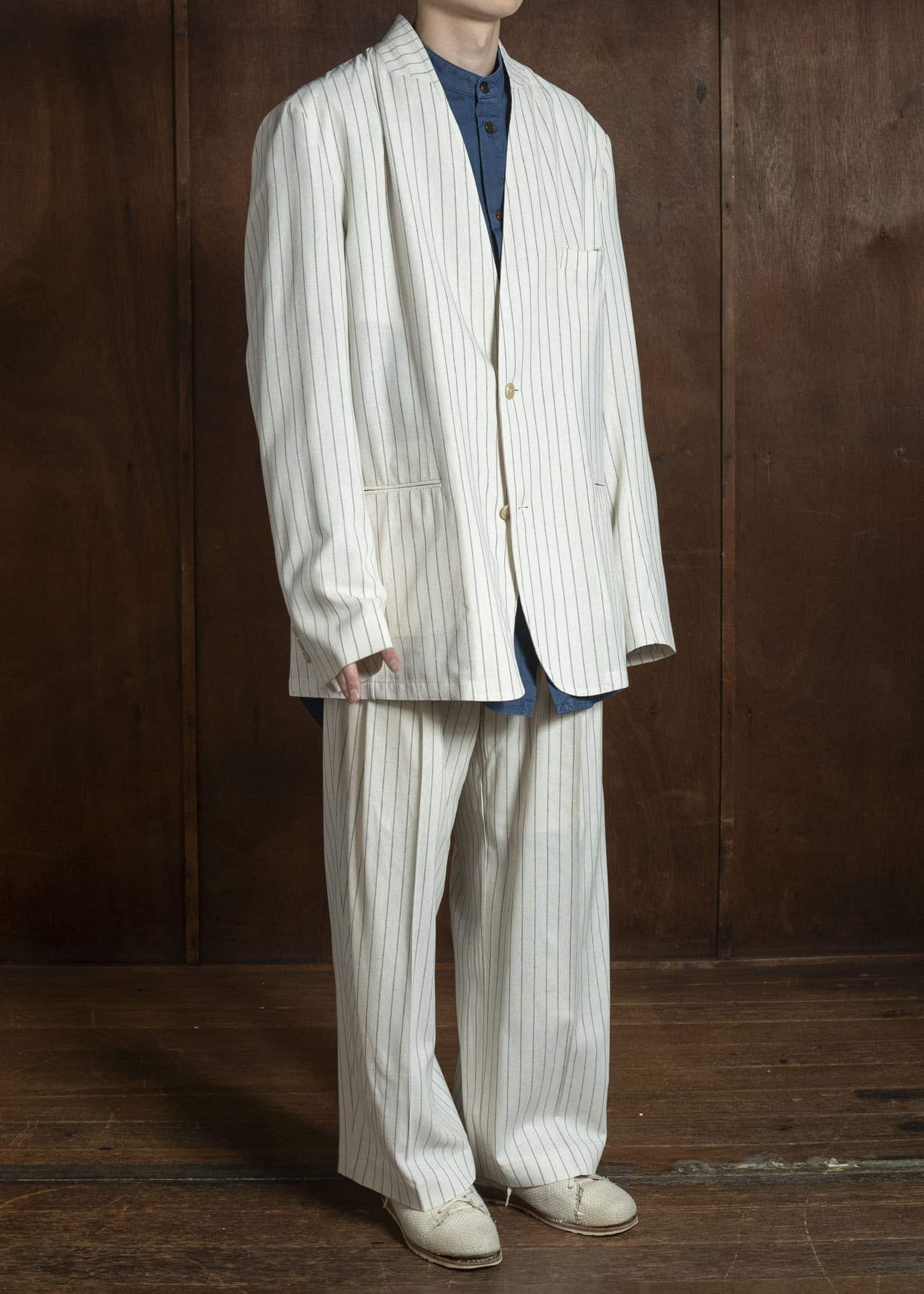 HED MAYNER PIN STRIPED VISCOSE/LINEN PANT BEIGE PIN STRIPE HMMC30023AHC265