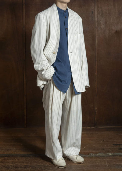 HED MAYNER PIN STRIPED VISCOSE/LINEN JACKET BEIGE PIN STRIPE HMMC15035AHC265