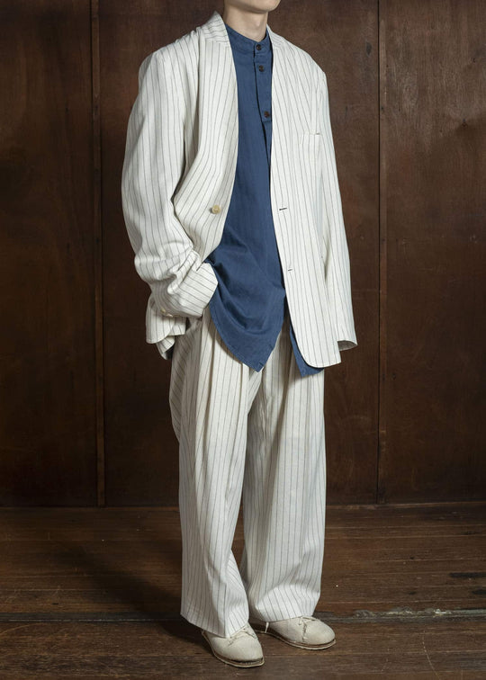 HED MAYNER PIN STRIPED VISCOSE/LINEN JACKET BEIGE PIN STRIPE HMMC15035AHC265