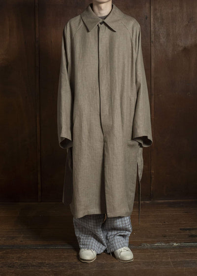 HED MAYNER HERRINGBONE HEAVY LINEN COAT BROWN HMMC10054AHC161