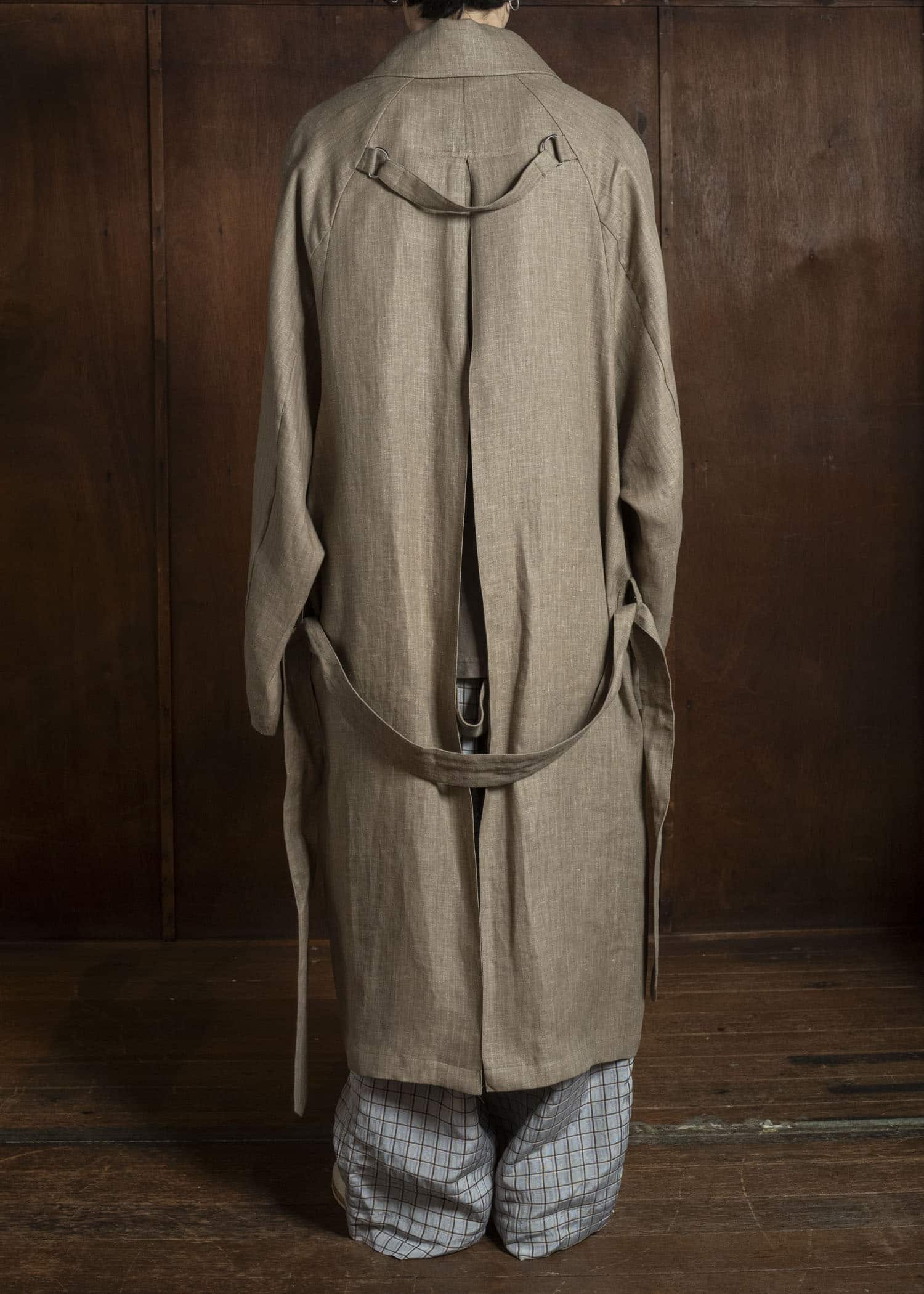 HED MAYNER HERRINGBONE HEAVY LINEN COAT BROWN HMMC10054AHC161