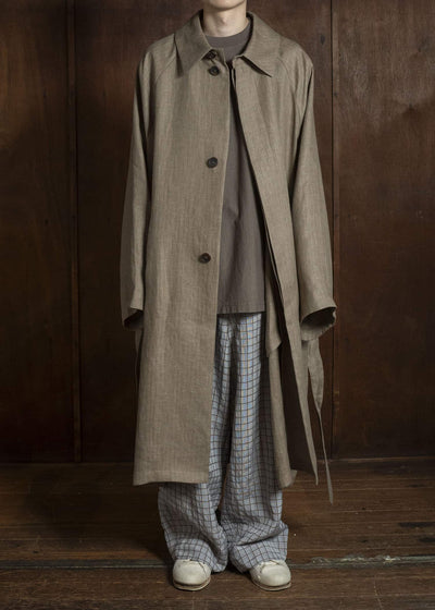 HED MAYNER HERRINGBONE HEAVY LINEN COAT BROWN HMMC10054AHC161
