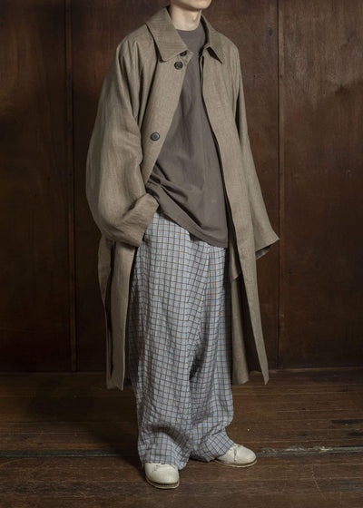 HED MAYNER HERRINGBONE HEAVY LINEN COAT BROWN HMMC10054AHC161