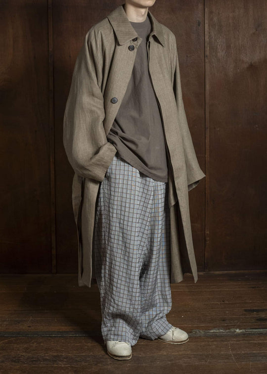 HED MAYNER HERRINGBONE HEAVY LINEN COAT BROWN HMMC10054AHC161