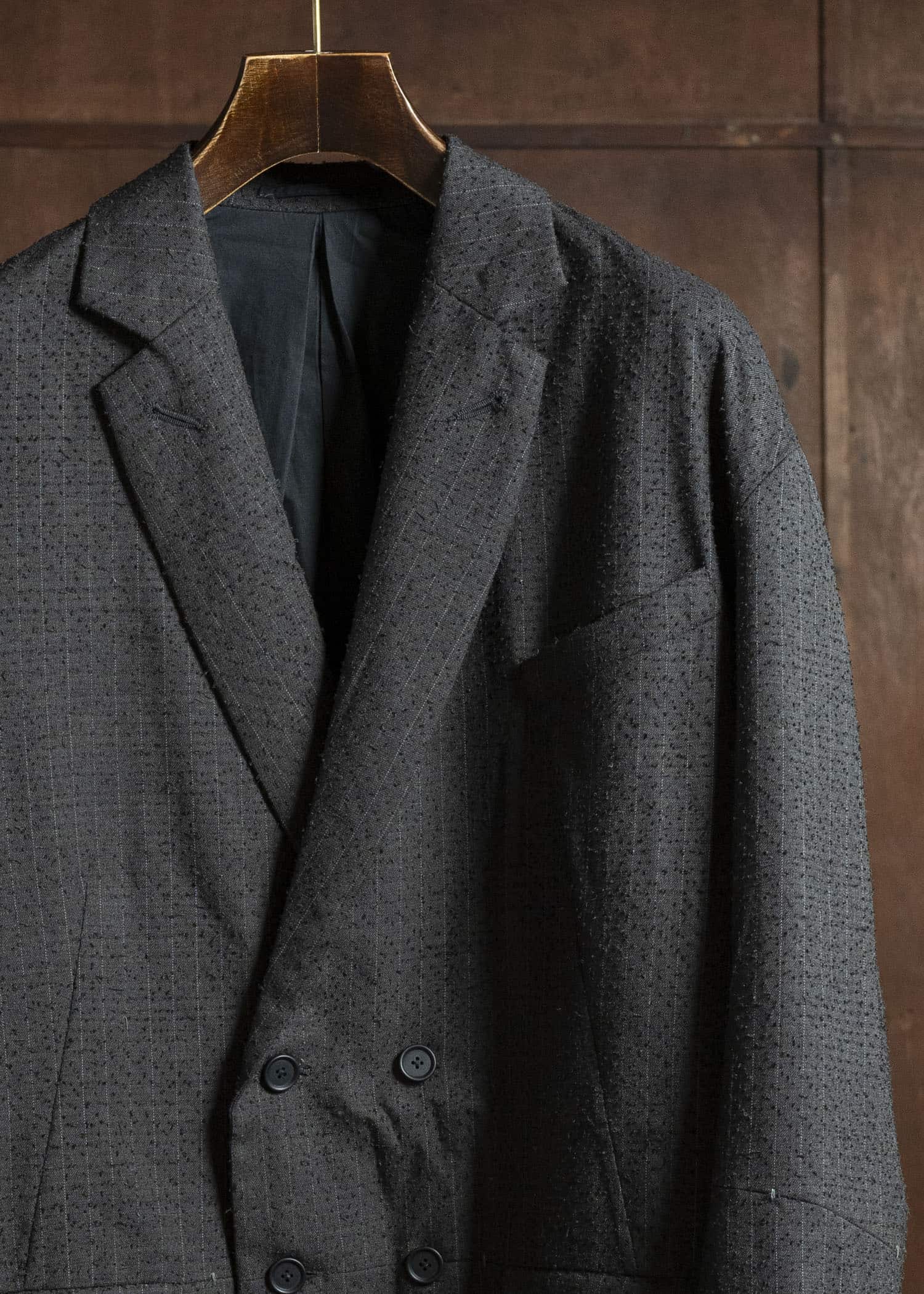 KLASICA 25F-WJK-C17 'HELEN''Double Breasted Semi Long Blazer IRON BROWN STRIPES