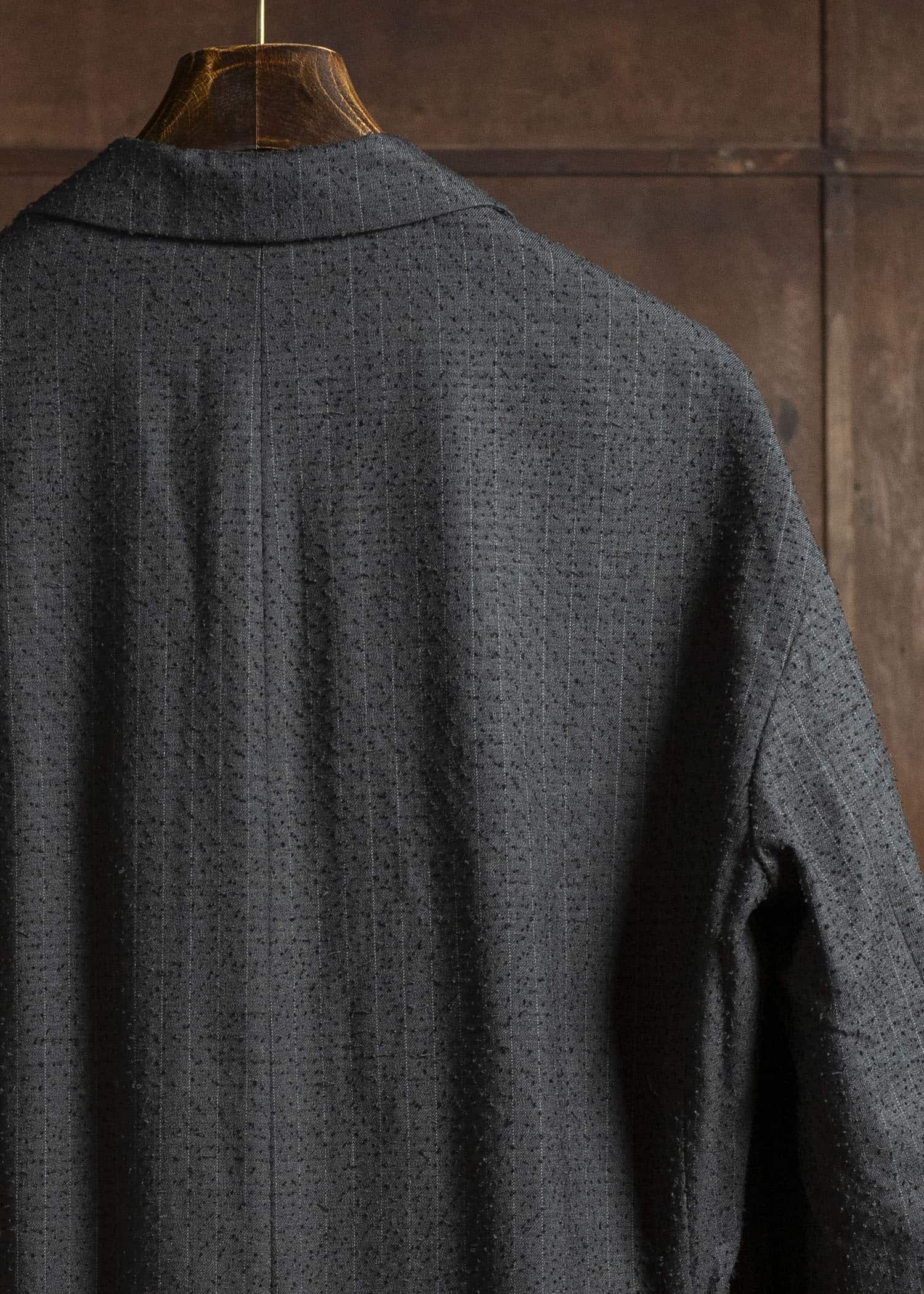 KLASICA 25F-WJK-C17 'HELEN''Double Breasted Semi Long Blazer IRON BROWN STRIPES