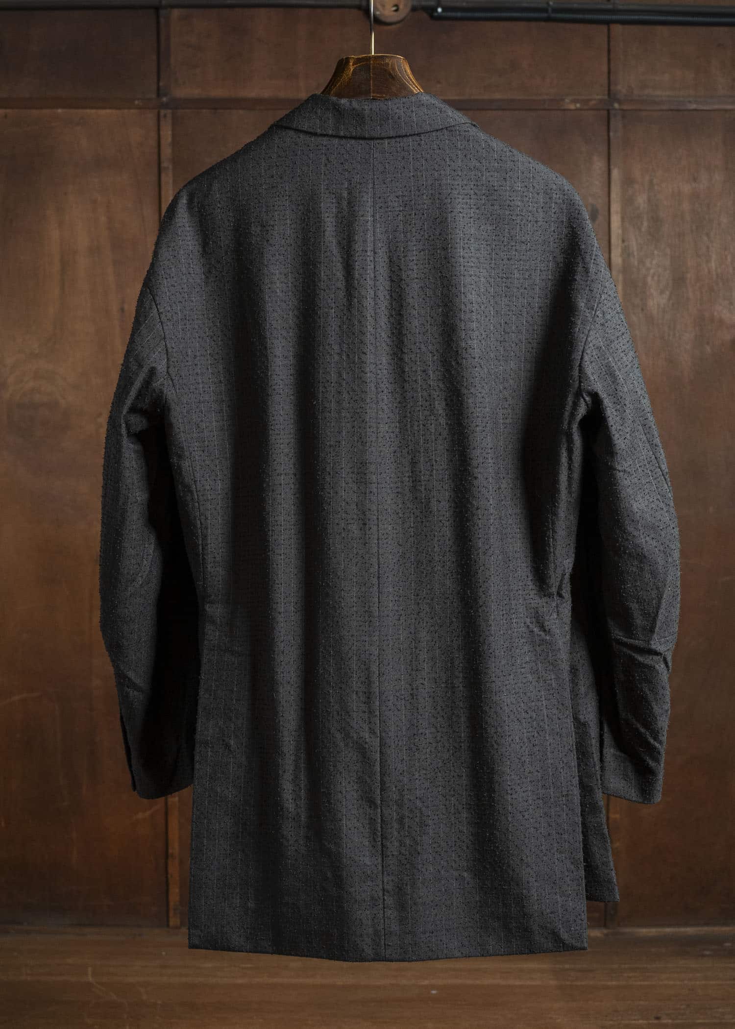 KLASICA 25F-WJK-C17 'HELEN''Double Breasted Semi Long Blazer IRON BROWN STRIPES