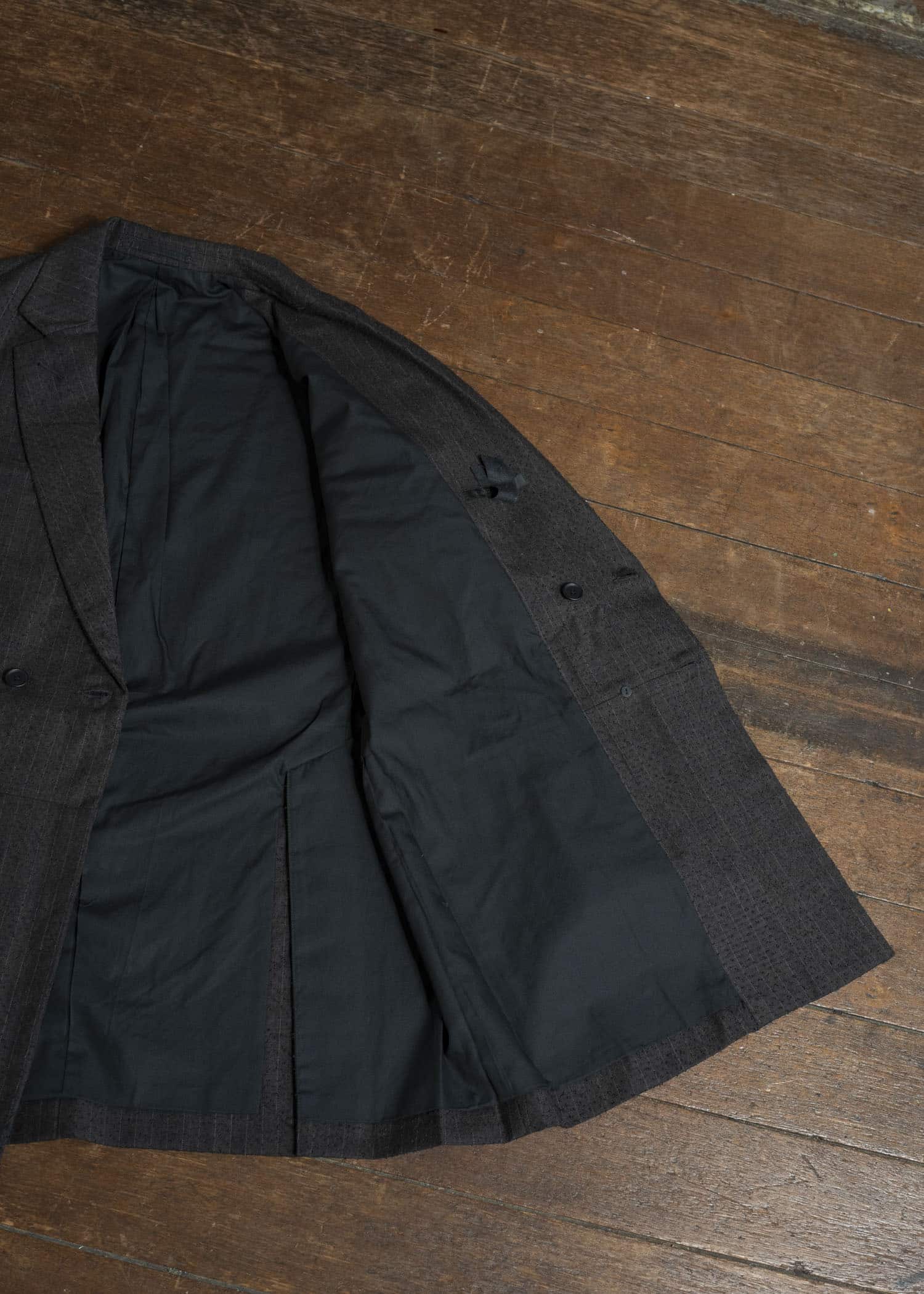 KLASICA 25F-WJK-C17 'HELEN''Double Breasted Semi Long Blazer IRON BROWN STRIPES