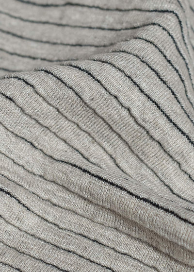 JAN-JAN VAN ESSCHE KNIT#70-LINEN COTTON YARN BEIGE Ripple Structure Crewneck Knitted Sweater Linen Cotton Yarn Beige