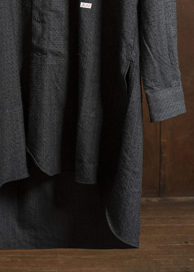 KLASICA 25F-SH39-C20 SH-039 - fn Relaxed Fit Wool Long Shirts IRON BROWN STRIPES