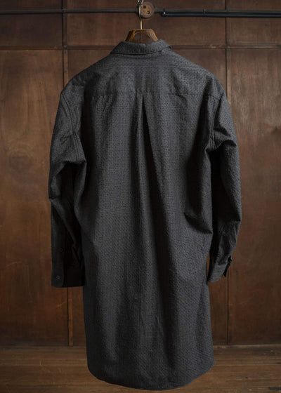 KLASICA 25F-SH39-C20 SH-039 - fn Relaxed Fit Wool Long Shirts IRON BROWN STRIPES