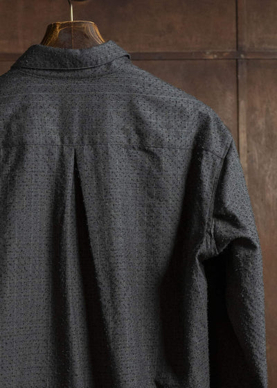 KLASICA 25F-SH39-C20 SH-039 - fn Relaxed Fit Wool Long Shirts IRON BROWN STRIPES