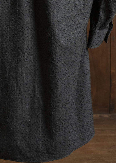 KLASICA 25F-SH39-C20 SH-039 - fn Relaxed Fit Wool Long Shirts IRON BROWN STRIPES