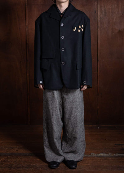 Peng Tai Aged Sack Coat No Damage Processing Black PTW24M07-2