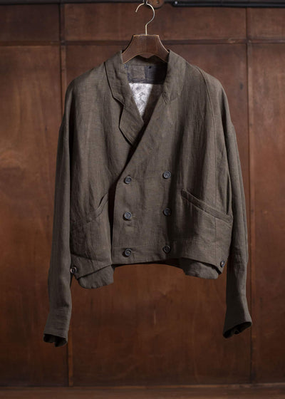 ZIGGY CHEN 0M2510929 Double Breasted Cropped Jacket DARK OLIVE