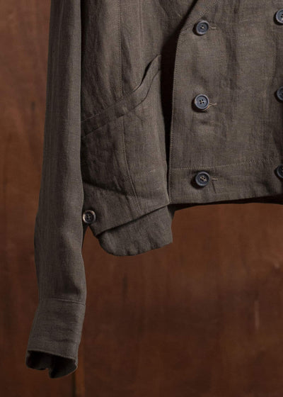 ZIGGY CHEN 0M2510929 Double Breasted Cropped Jacket DARK OLIVE