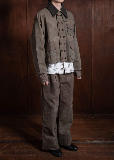 Peng Tai Patcherd Military Waxed Trousers Army Green PTW24M10-2