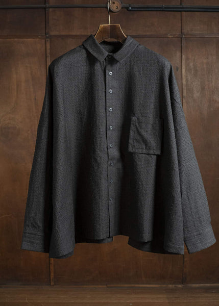 KLASICA SH-047-L-fn Extra Wide Outer Shirts IRON BROWN STRIPES