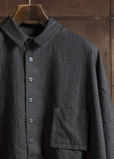 KLASICA SH-047-L-fn Extra Wide Outer Shirts IRON BROWN STRIPES