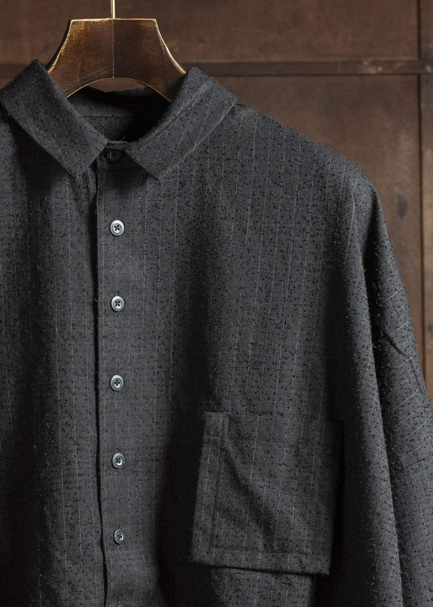 KLASICA SH-047-L-fn Extra Wide Outer Shirts IRON BROWN STRIPES