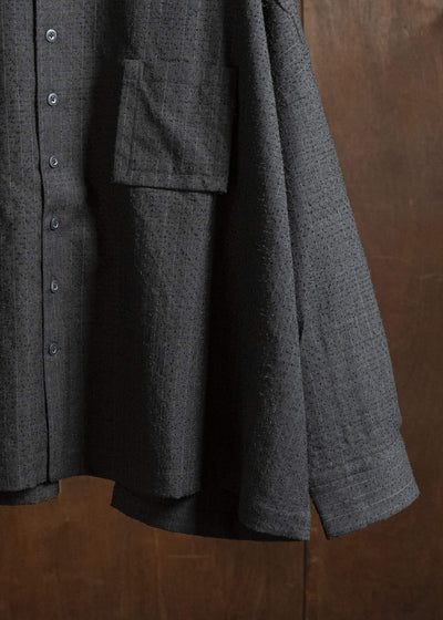 KLASICA SH-047-L-fn Extra Wide Outer Shirts IRON BROWN STRIPES