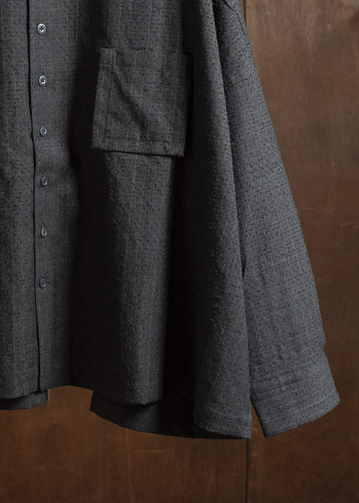 KLASICA SH-047-L-fn Extra Wide Outer Shirts IRON BROWN STRIPES