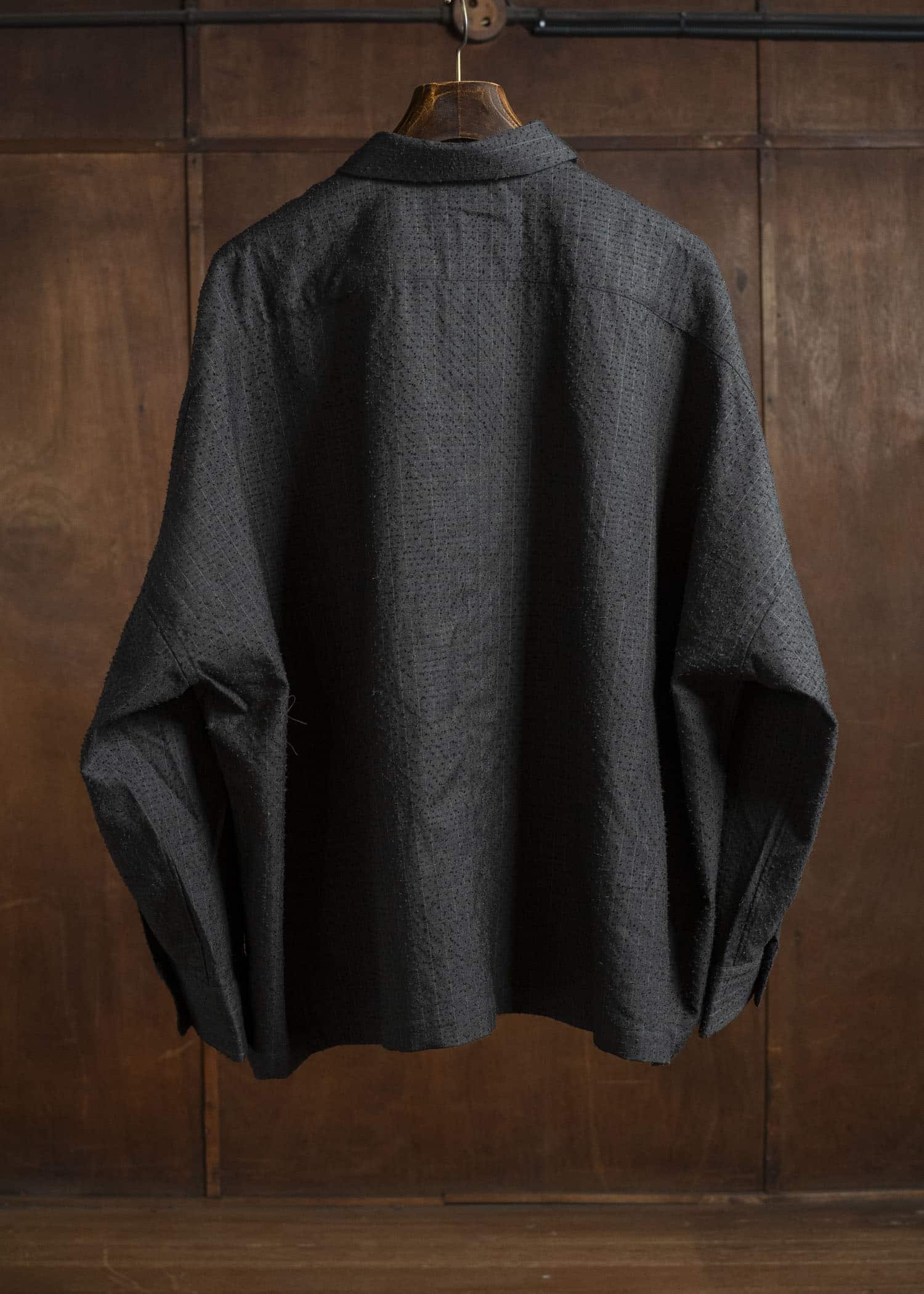 KLASICA SH-047-L-fn Extra Wide Outer Shirts IRON BROWN STRIPES