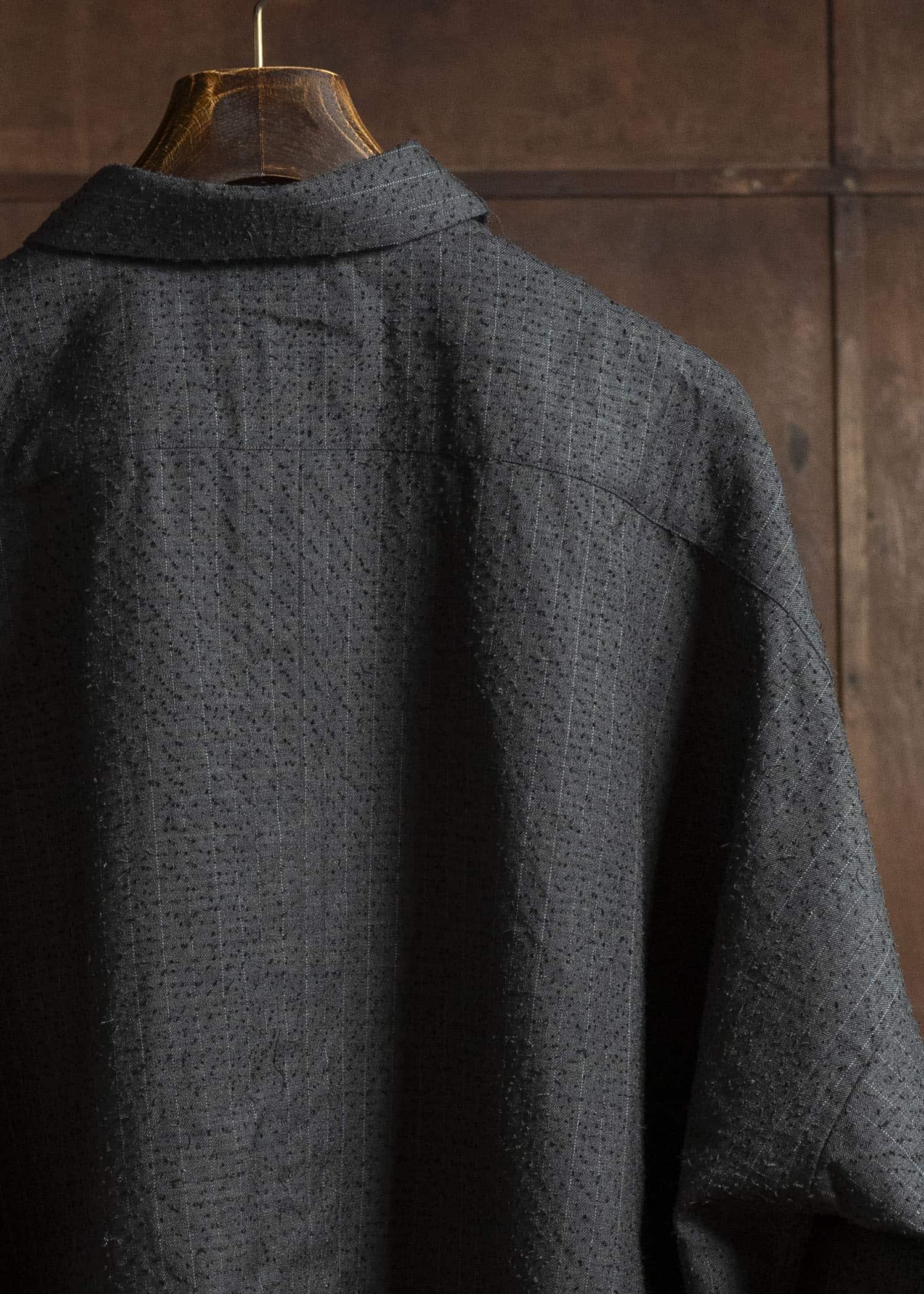 KLASICA SH-047-L-fn Extra Wide Outer Shirts IRON BROWN STRIPES