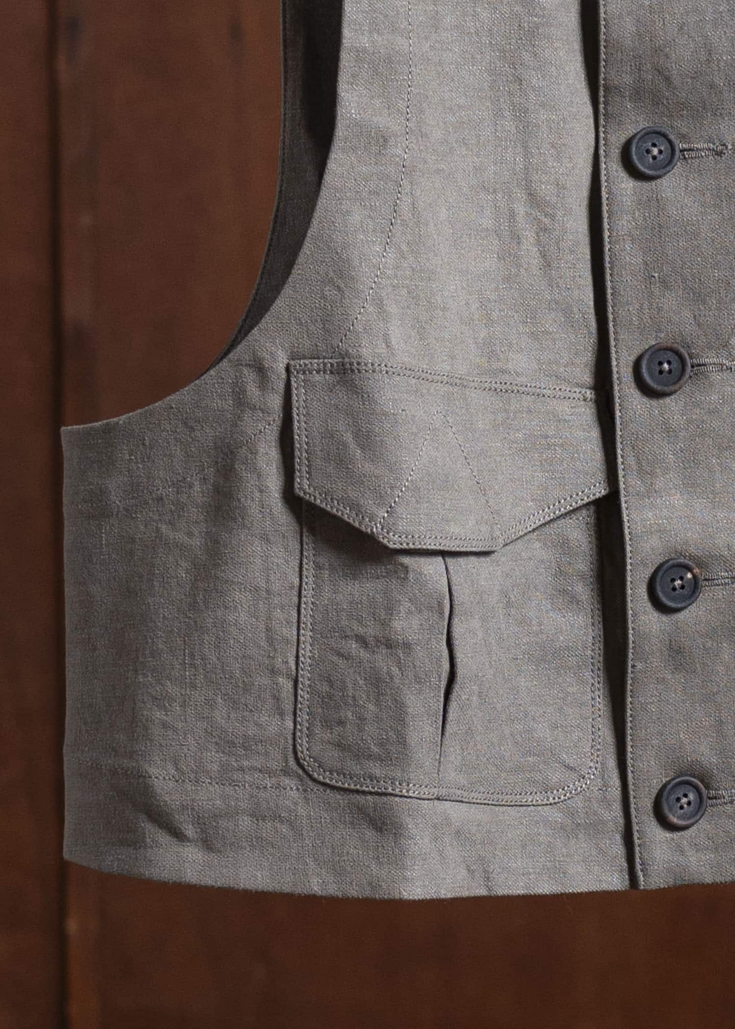 ZIGGY CHEN 0M2510112 Cropped Collarless Waistcoat STONE