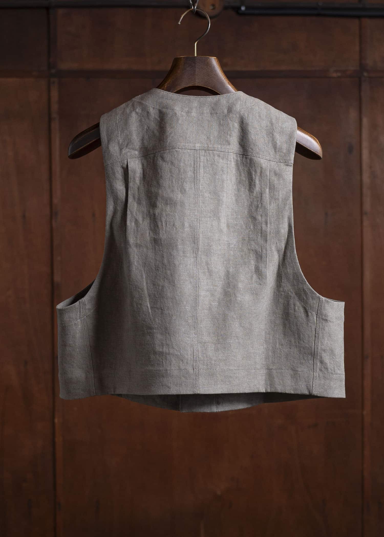 ZIGGY CHEN 0M2510112 Cropped Collarless Waistcoat STONE