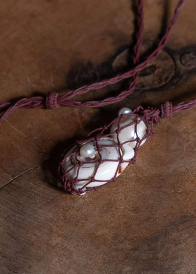 Peng Tai Net Necklace Burgandy PTW23F03-3