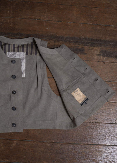 ZIGGY CHEN 0M2510112 Cropped Collarless Waistcoat STONE