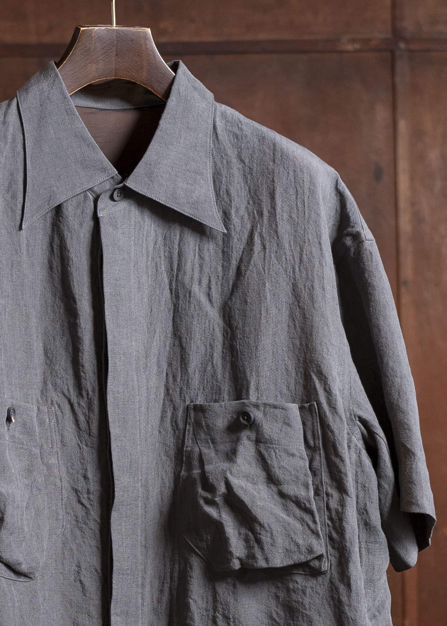 ZIGGY CHEN 0M2510742 Double Pocket Short Sleeve Shirt CHARCOAL BLUE