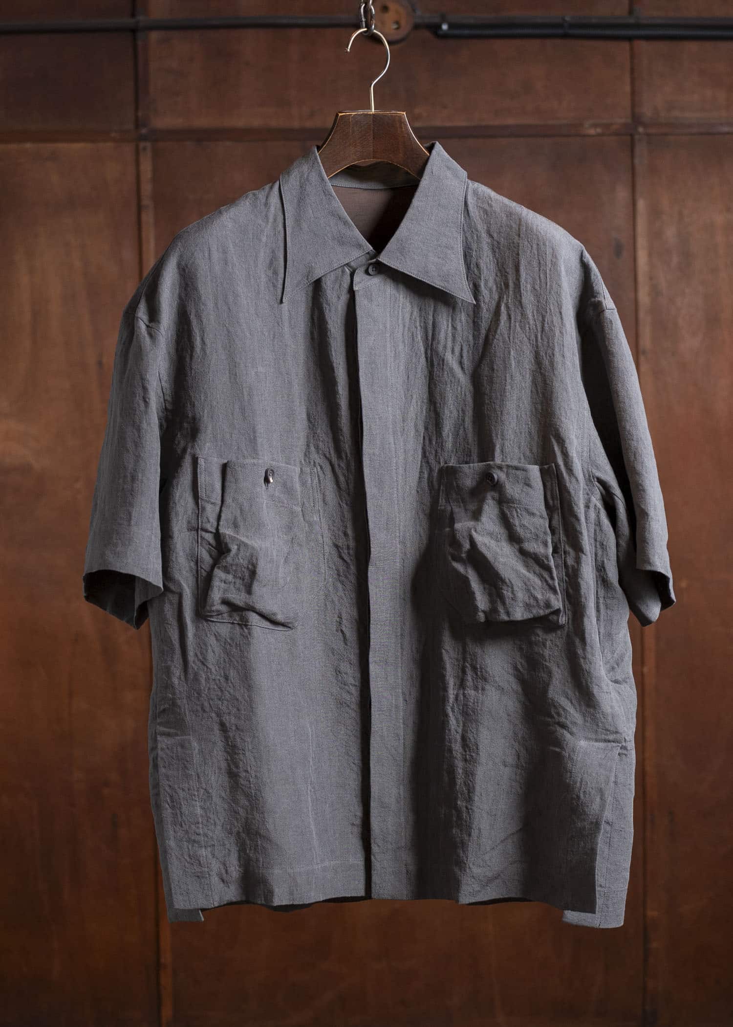 ZIGGY CHEN 0M2510742 Double Pocket Short Sleeve Shirt CHARCOAL BLUE