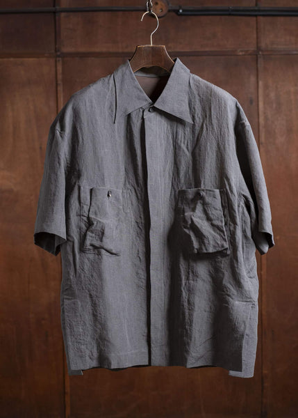 ZIGGY CHEN 0M2510742 Double Pocket Short Sleeve Shirt CHARCOAL BLUE