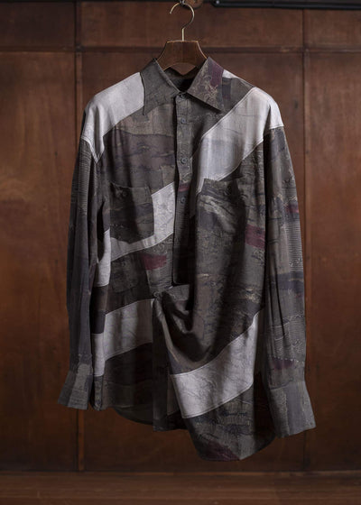 ZIGGY CHEN 0M2510732 Digital Print Asymmetric Long Shirt MIX OLIVE
