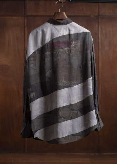 ZIGGY CHEN 0M2510732 Digital Print Asymmetric Long Shirt MIX OLIVE