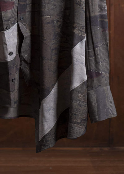 ZIGGY CHEN 0M2510732 Digital Print Asymmetric Long Shirt MIX OLIVE
