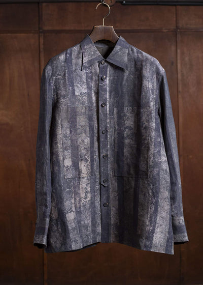 ZIGGY CHEN 0M2510745 Digital Print Long Shirt CHARCOAL PURPLE