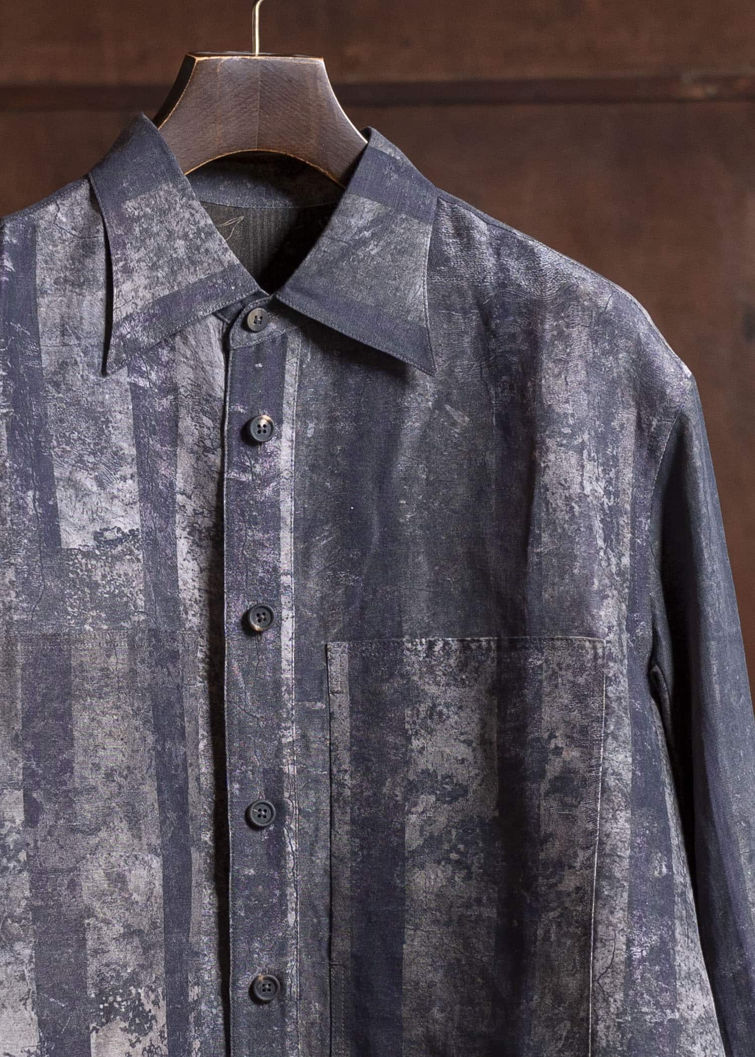 ZIGGY CHEN 0M2510745 Digital Print Long Shirt CHARCOAL PURPLE
