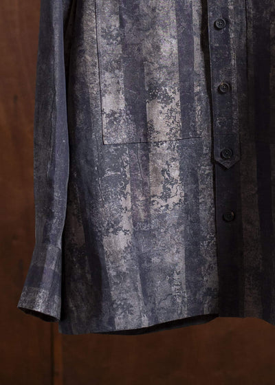 ZIGGY CHEN 0M2510745 Digital Print Long Shirt CHARCOAL PURPLE