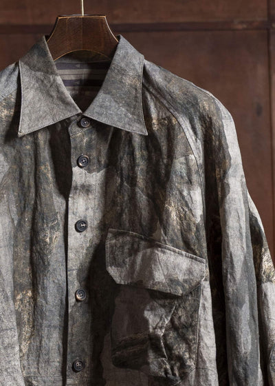 ZIGGY CHEN 0M2510723 Digital Print Shirt Jacket GREY X OLIVE