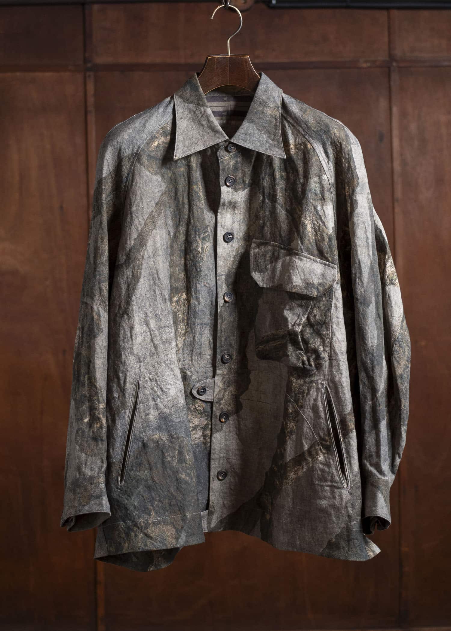 ZIGGY CHEN 0M2510723 Digital Print Shirt Jacket GREY X OLIVE