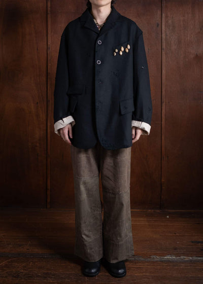 Peng Tai Aged Sack Coat Black PTW24M07-2